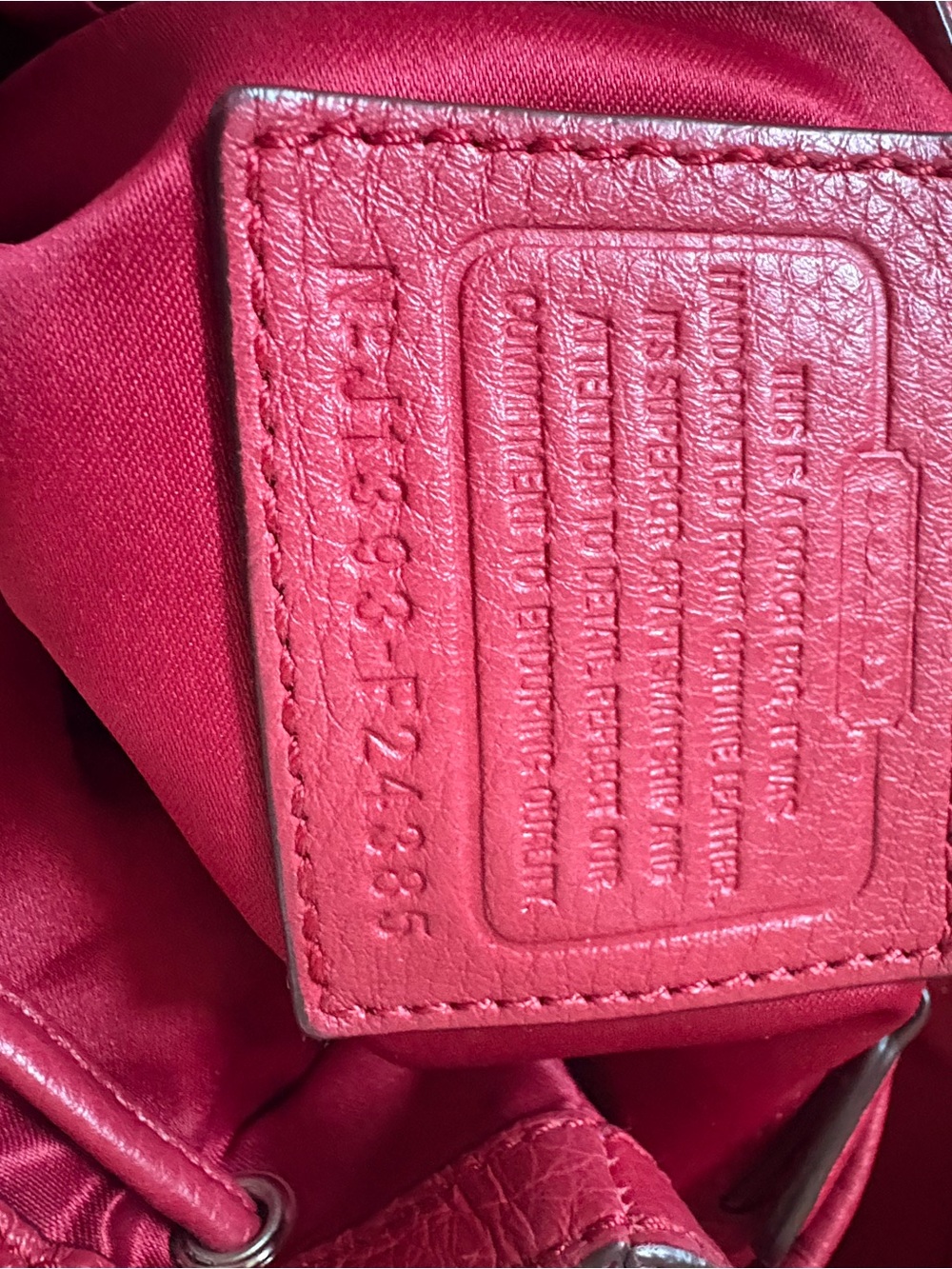 Coach Pebbled Leather Drawstring Backpack in Raspberry - Picture 8 of 13